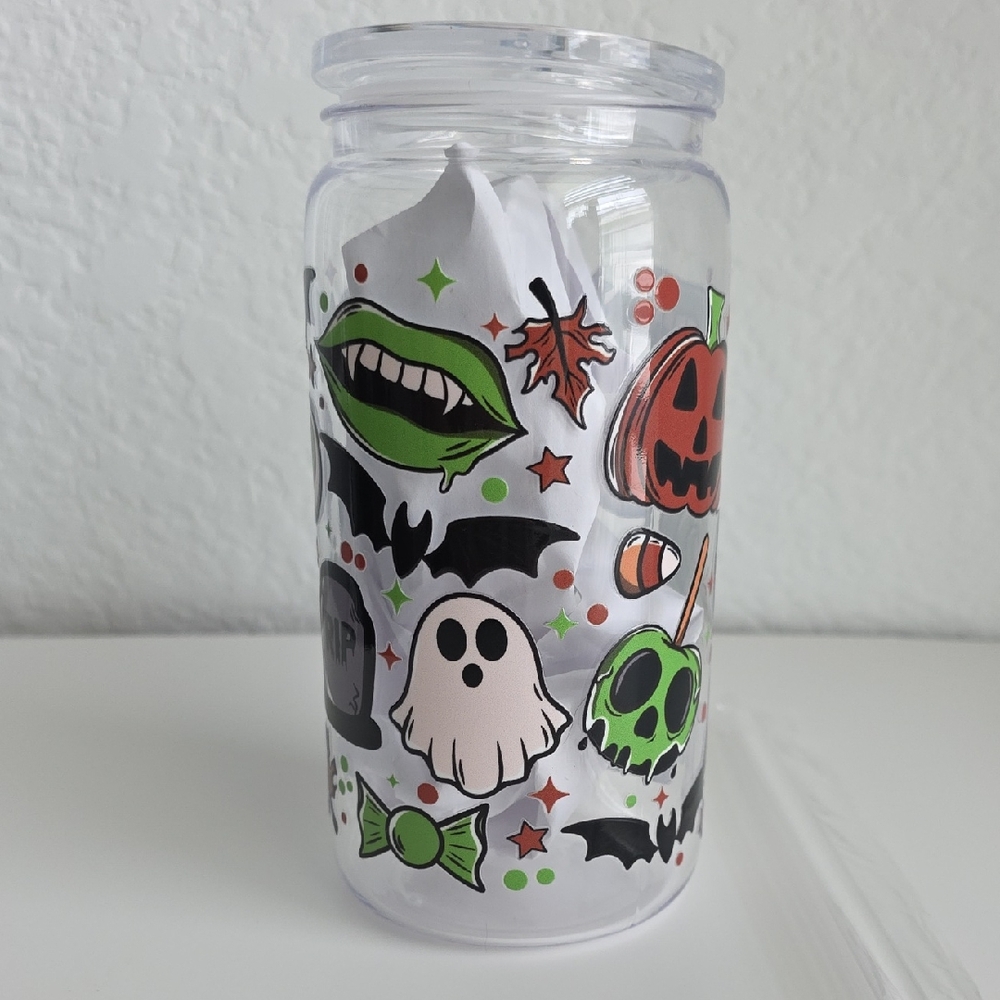 Halloween Themed Clear Plastic Acrylic Tumbler 160z